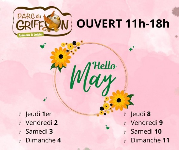 Ouverture Parc Mai 2025 - Pont et jour férié